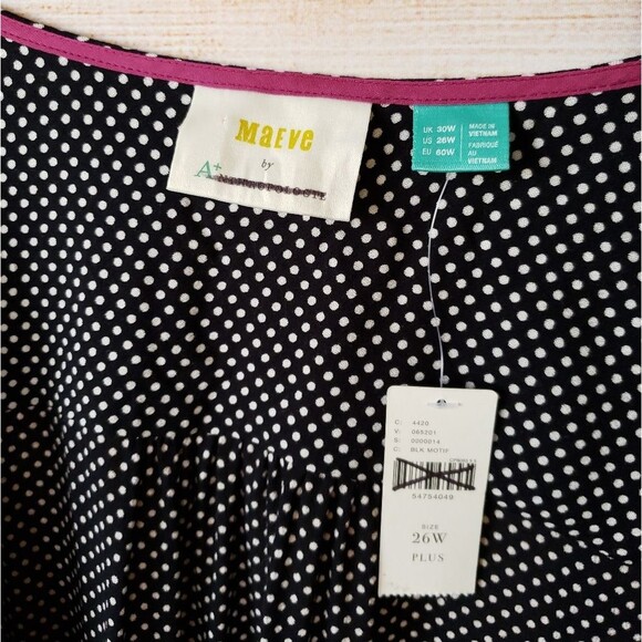 NWT Anthro Maeve Ingrid Polka Dot Wrap Front Tie Long Sleeve Top/Blouse - Picture 7 of 13